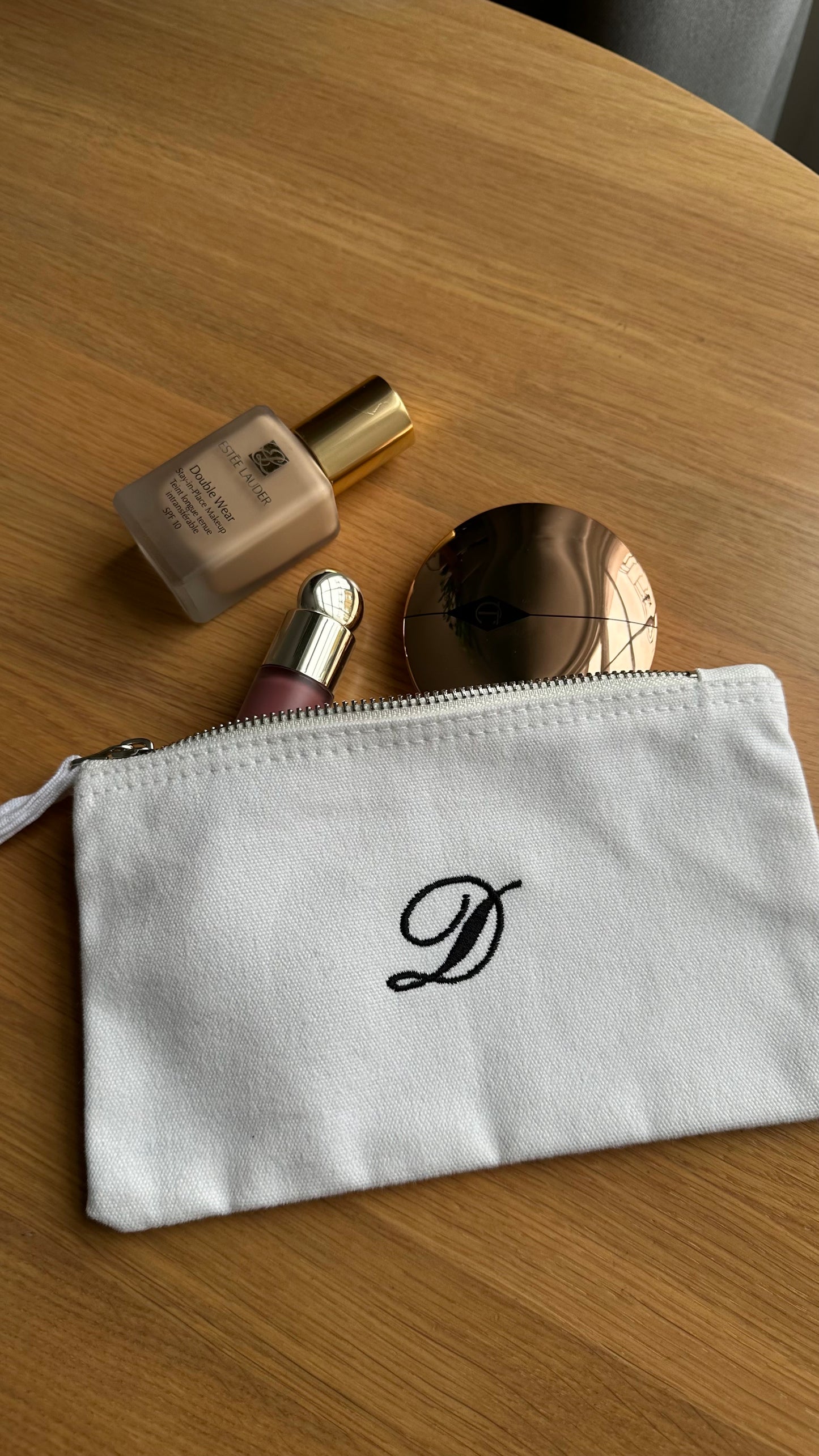 Embroidered Monogram Makeup Bag, Personalized Cosmetic Pouch