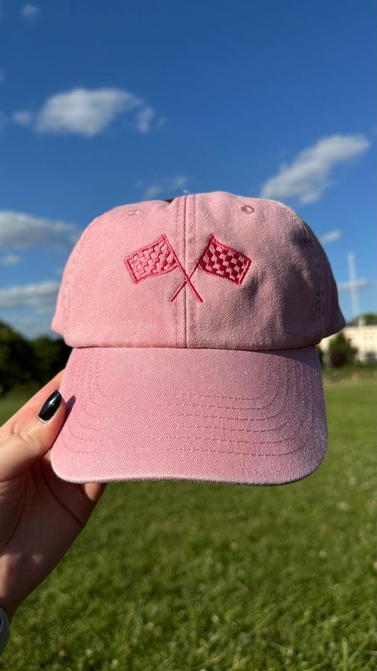 Checkered Flag Embroidered Cap, Formula 1 Design Cap, Dad Cap, F1 Girlie Cap