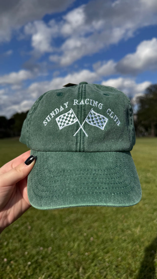 Sunday Racing Club Checkered Flag Embroidered Cap, Formula 1 Design Cap, Dad Cap, F1 Girlie Cap, On Sundays We Race, Formula One Merch, F1 Outfit Accessories