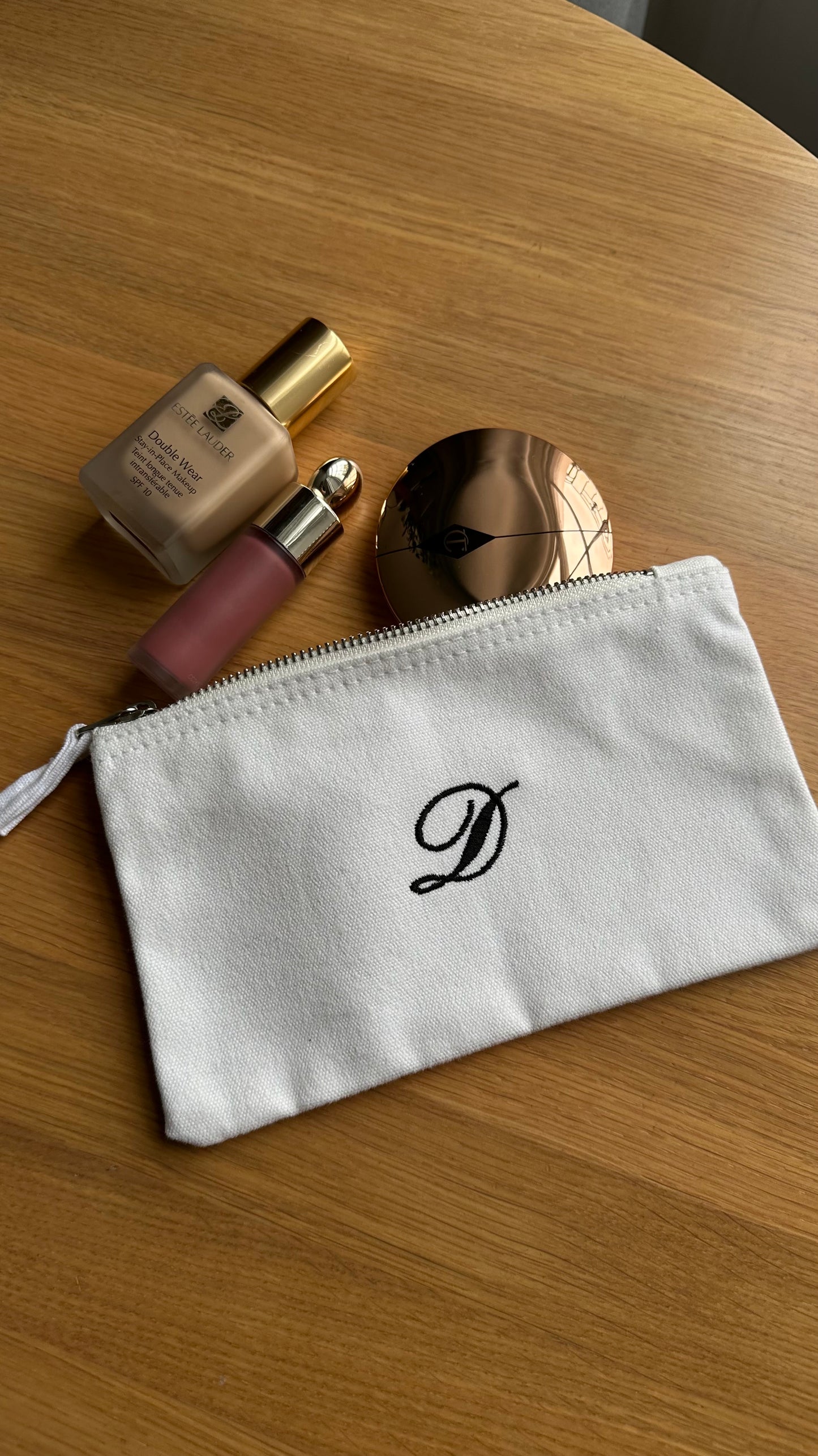 Embroidered Monogram Makeup Bag, Personalized Cosmetic Pouch