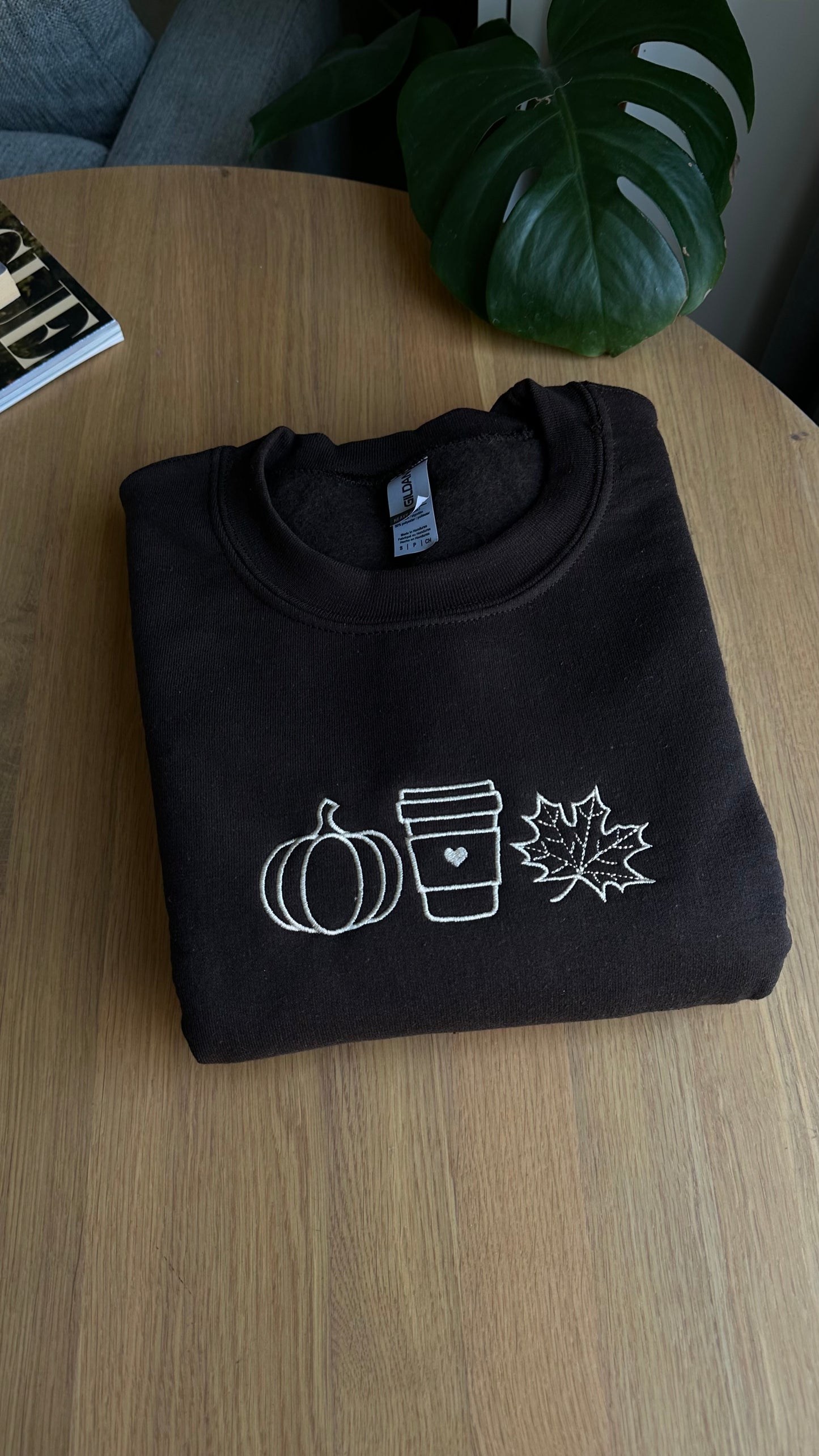 Embroidered Autumn Sweatshirt, Coffee Lover, Pumpkin Spice Latte Fall Sweatshirt