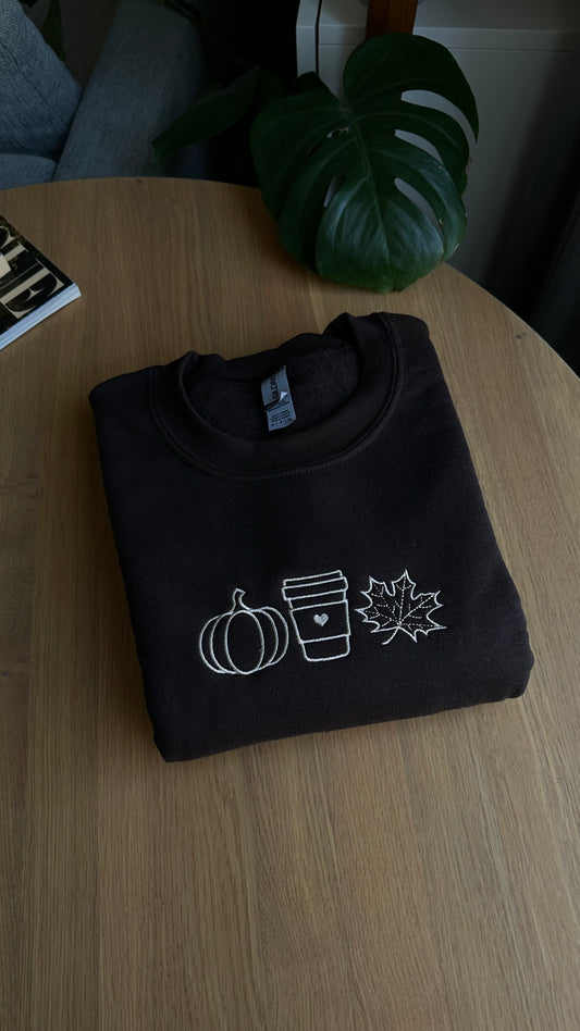 Embroidered Autumn Sweatshirt, Coffee Lover, Pumpkin Spice Latte Fall Sweatshirt