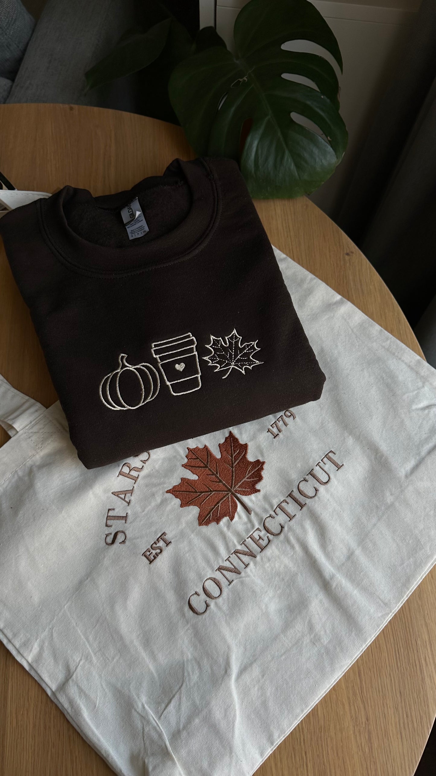 Embroidered Autumn Sweatshirt, Coffee Lover, Pumpkin Spice Latte Fall Sweatshirt