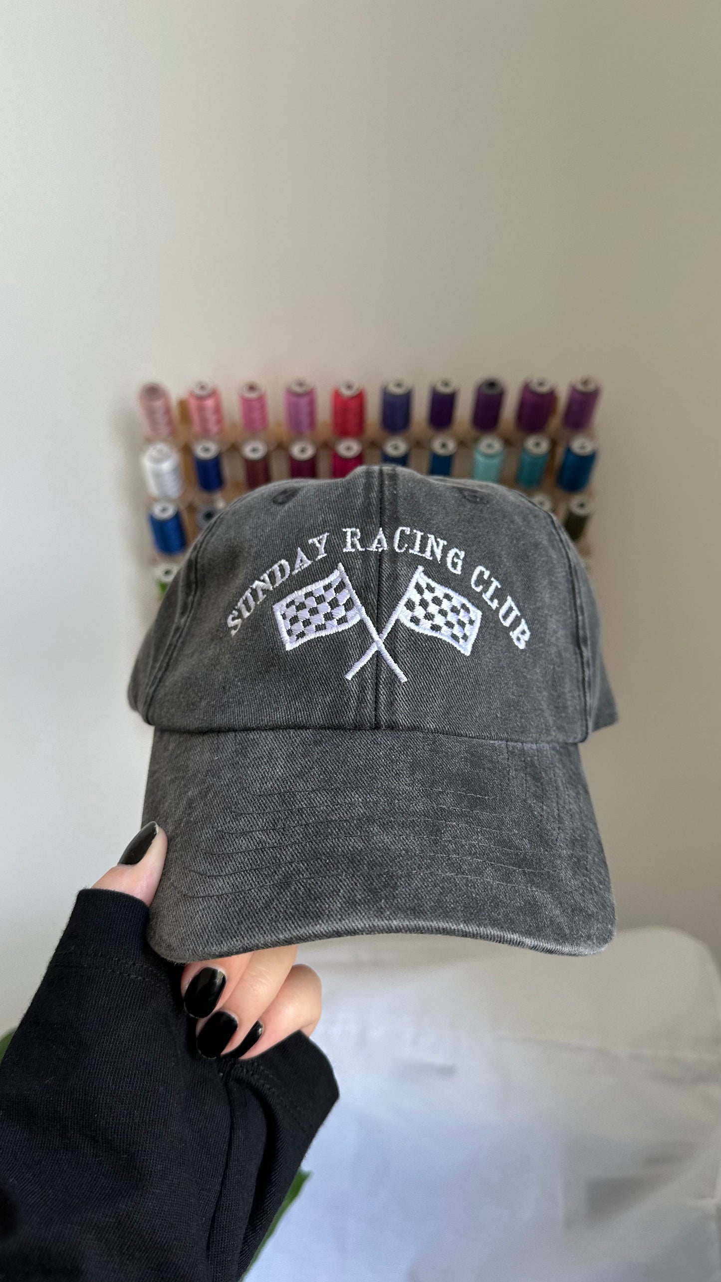 Sunday Racing Club Checkered Flag Embroidered Cap