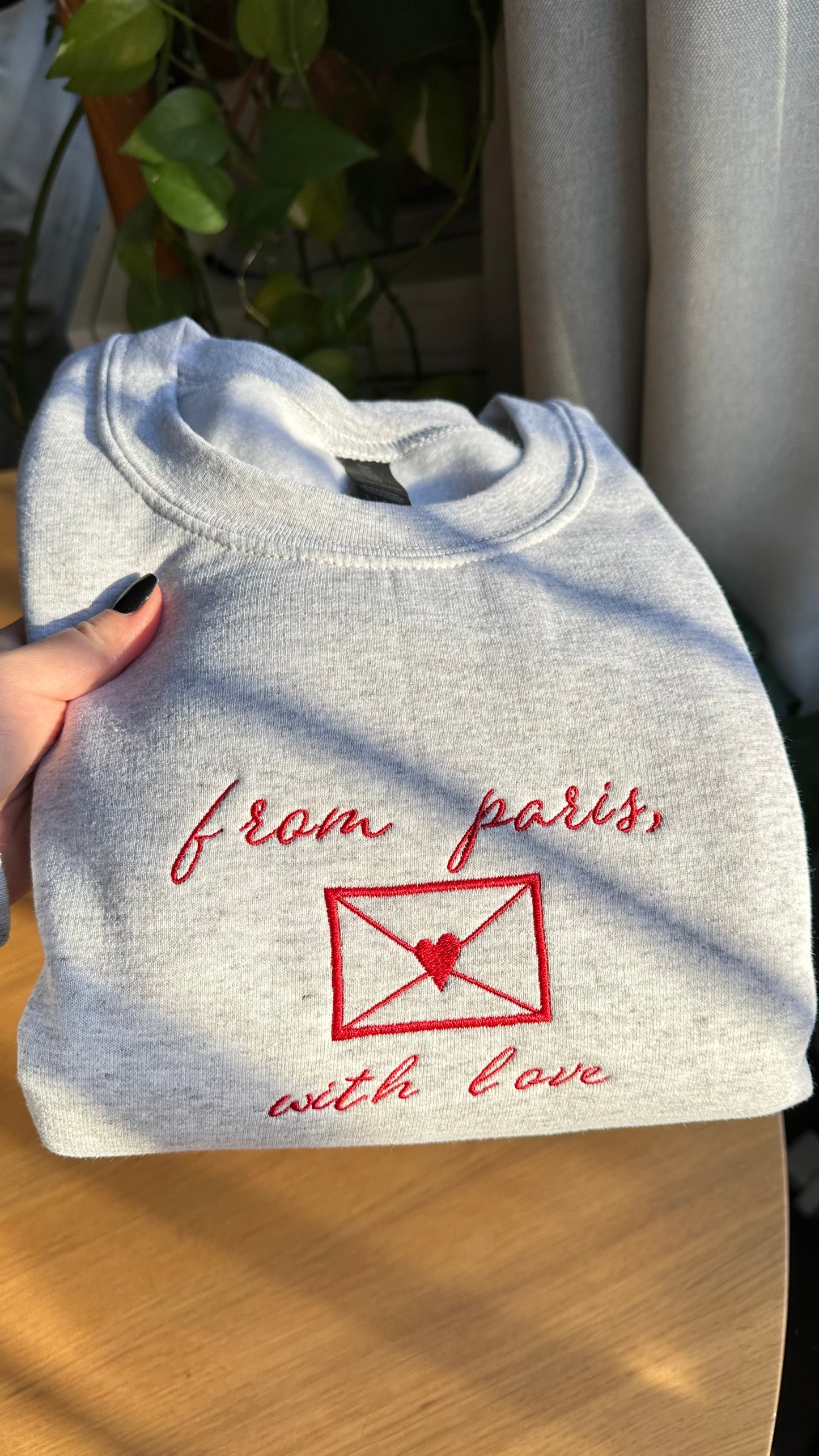 From Paris Embroidered Sweatshirt Valentines Day Gift