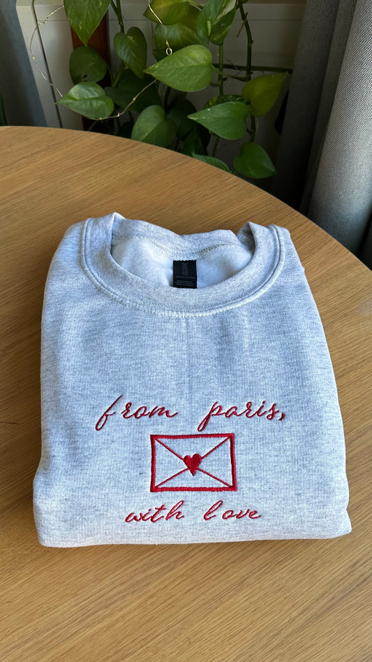 From Paris Embroidered Sweatshirt Valentines Day Gift